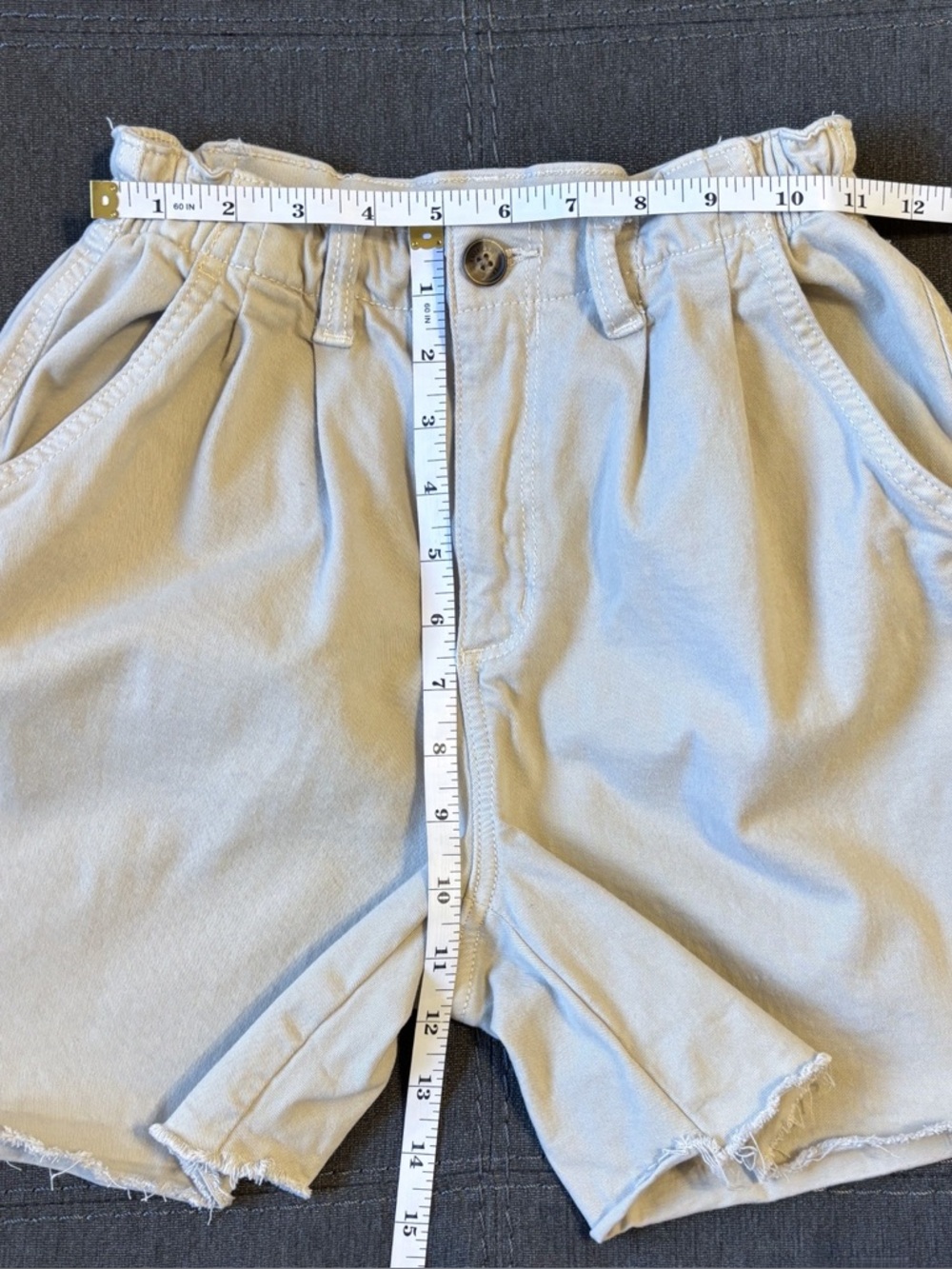 American Eagle Khaki Longline Shorts Elastic Waist Tan 00 - Picture 7 of 8